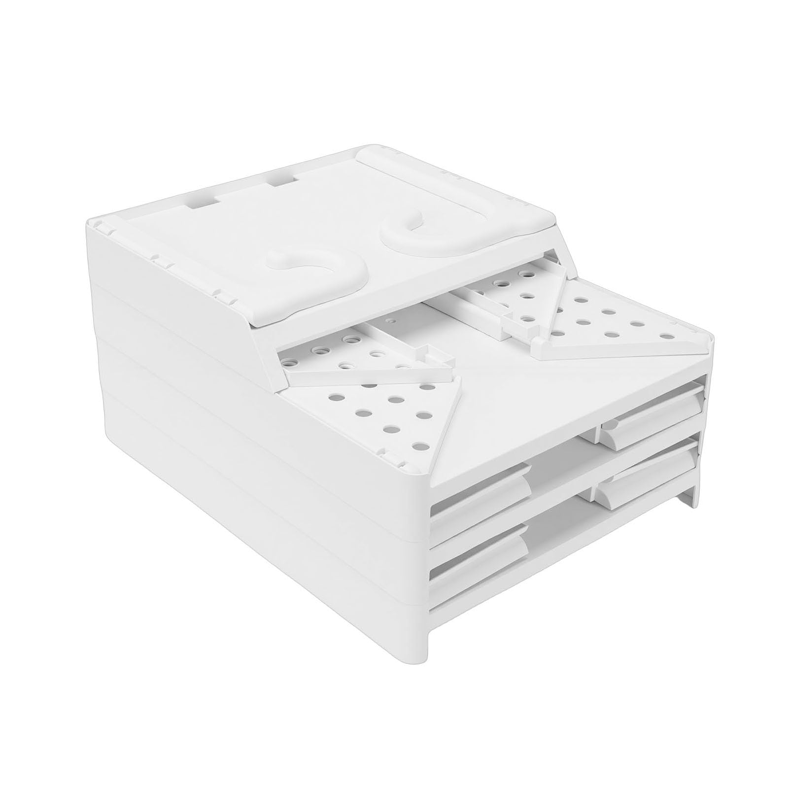 Jiawu Cesta Colgante para Armario, Organizador de Armario Plegable de Gran Capacidad, Cesta de Almacenamiento para con Ganchos Reforzados para Dormitorio, Lavandería, Dormitorio (3 niveles)