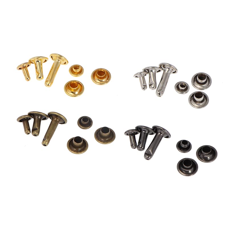 Remaches de doble tapa de cuero de varios tamaños, 480 Uds., Kits de herramientas de fijación de pernos de Metal tubulares, tornillo para manualidades DIY para ropa, predeterminado