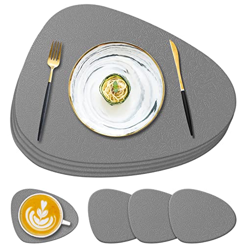 YUNJUER Silicone Placemat and Coaster Set of 4, Place Mats Heat-Resistant 450 °F, Non-Slip and Waterproof