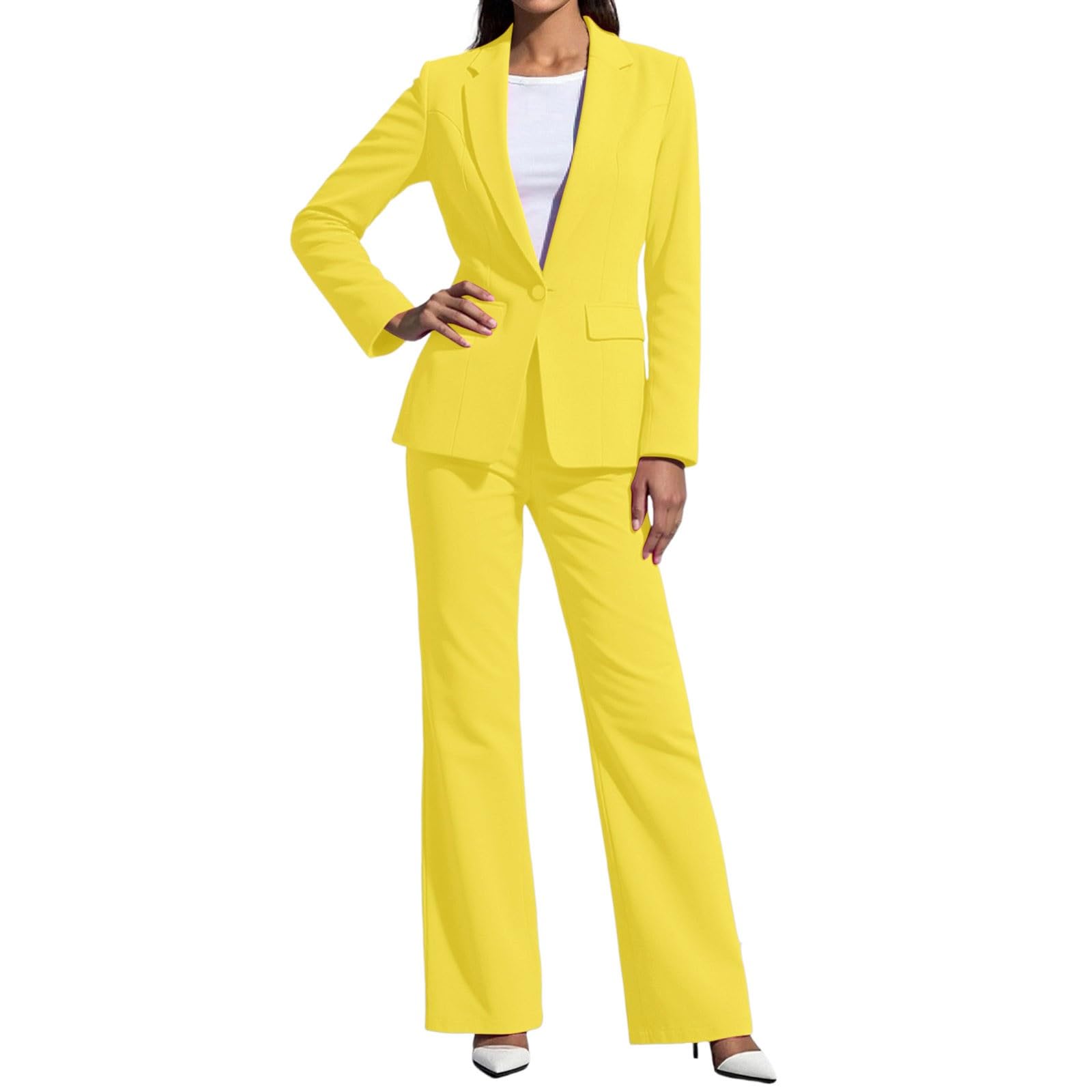 Damen Hosenanzug Elegant 2 Teilig - Zweiteiliger 2-Teiliges Anzug Set Streifen Festlich Hochzeit Business Blazer Anzughosen Einreiher/Zwei Frühling Sommer Damenanzug