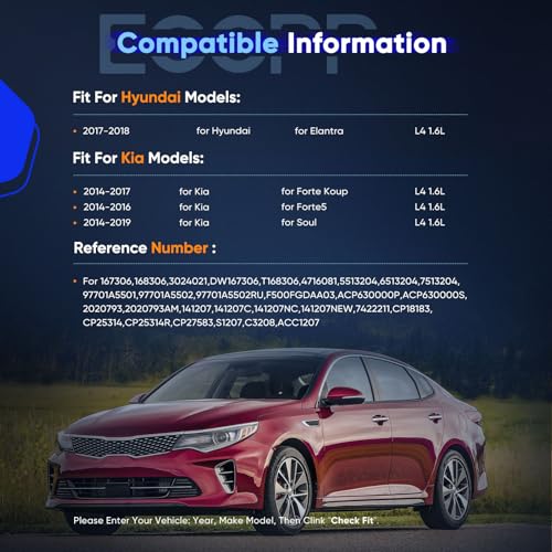 Image of ECCPP AC Compressor Fit for Hyundai Elantra 1.6L 2017-2018 | Fit for Kia Soul 1.6L 2014-2019 Fast Cooling AC Compressor with Clutch