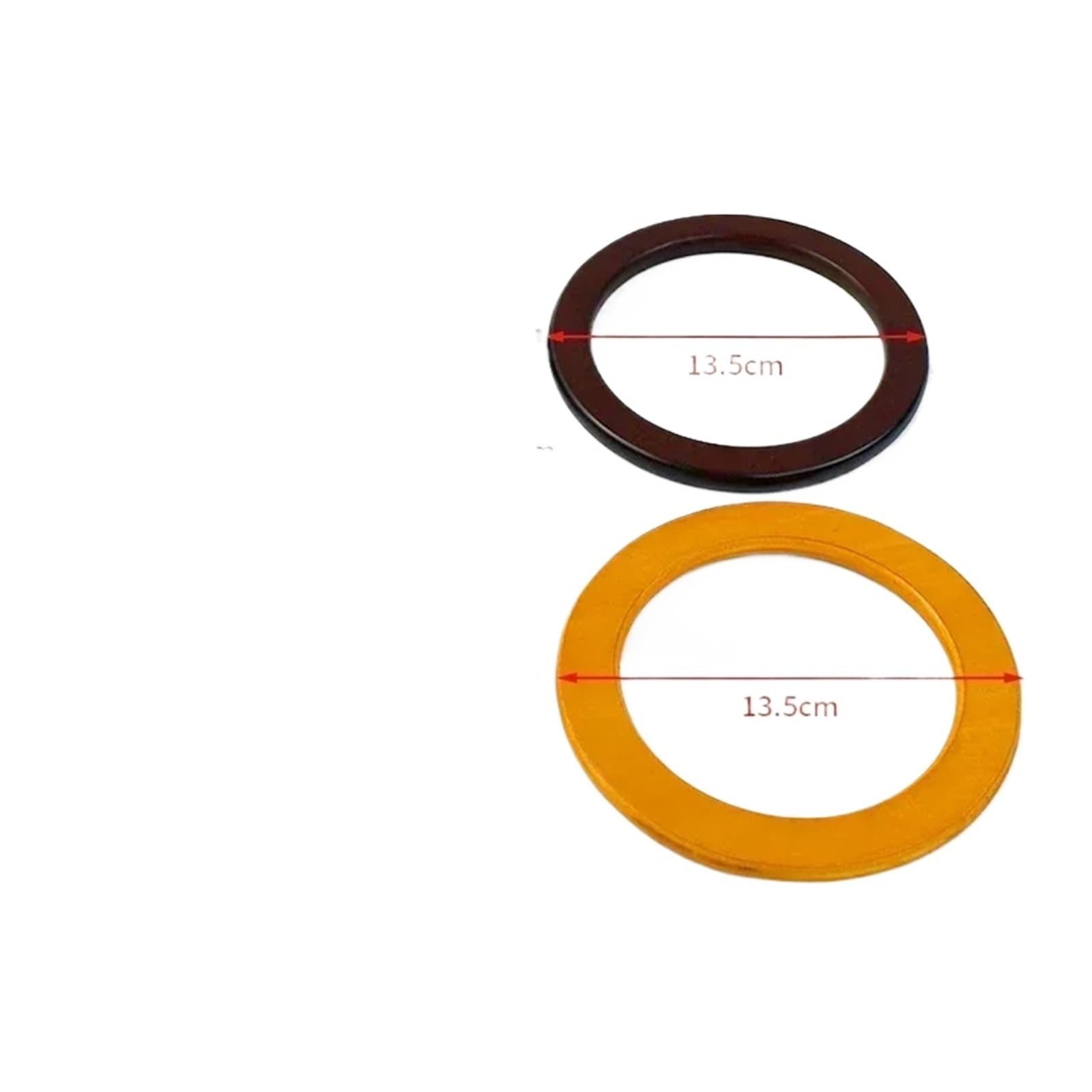 4 Uds. Bolsas redondas de madera con mango, asas anillo redondo, marco bolso, soportes costura DIY, accesorios for bolsas Para Bolsos Mano(LightBrown-13.5cm)