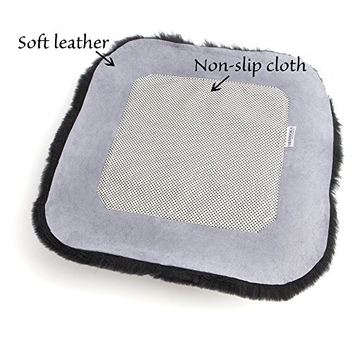 Desert Breeze Distributing Australian Sheepskin Seat Pad, Thick Short Wool, Natural Leather for Premium Fit, Non-Slip Backing, Black, 20 x 20, Minidoka Sheepskin