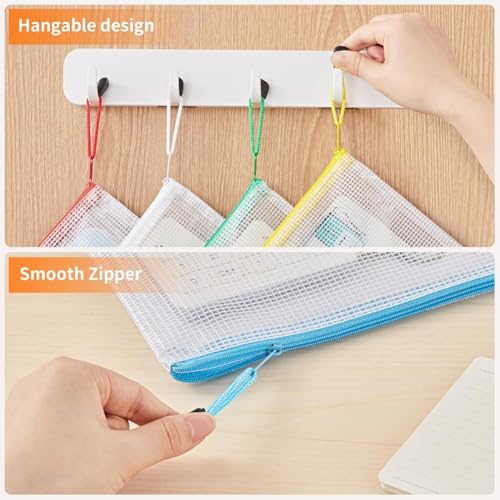 Bolsa para documentos A4 con cremallera impermeable pack de 24 carpetas en 10 colores 2