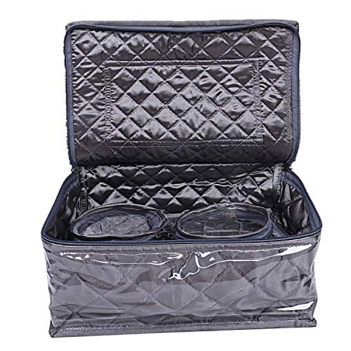 Ansari Handcraft Vanity Box For Keeping Jewellery With 12 Zipped Pouches Satin Jewellery Kit Bag Storage Earring Necklace Anklet Store Bag Grey Pack Of 1