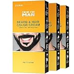 CILRIAL Black Beard and Mustache Beard Dye Kit - 3 Pcs Fast and Easy Coloring for Men With Brush, Covers Gray Facial Hair