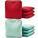 JIMTERRY Professional Cornhole Bags Set of 8 Dual Sided Corn Holes Bags Double Sided Regulation Slick and Stick Corn Hole Bean Bags(Turquoise&Red)