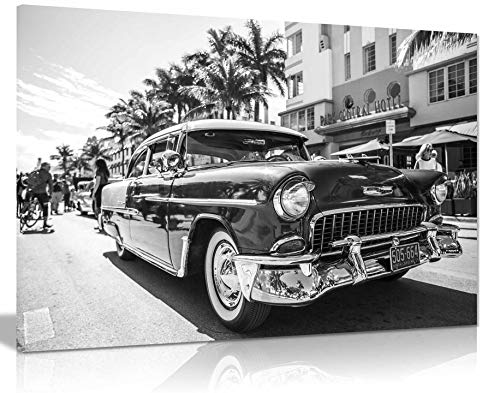 Vintage Retro Chevrolet Black & White Canvas Wall Art Picture Print Home Decor (12x8)