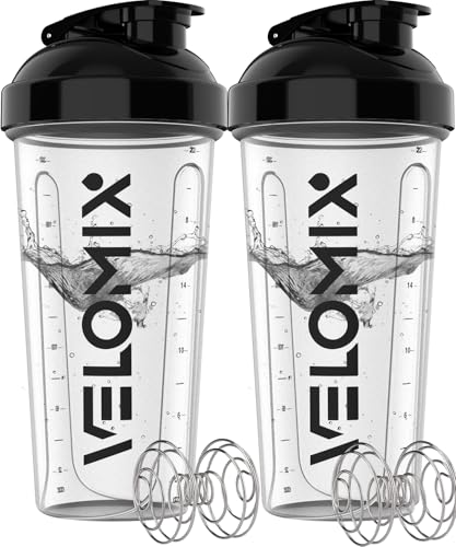 -2 Pack- 28 oz Protein Shaker Bottles for Protein Mixes - 2x Wire Whisk | Leak Proof Shaker Cups for Protein Shakes | Protein Shaker Bottle Pack | Shakers for Protein Shakes - 2xTransparent