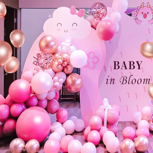 Image of MEBAY Rose Red Pink Champagne Balloon Arch Garland Kit, 146 Pcs Hot Pink Confetti Rose Gold Tender Pink White Balloons for Graduation Birthday Party Baby Shower Wedding Decorations