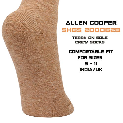 Image of Allen Cooper SHGS 200062 B, Terry On Sole, Safety Crew Woolen Socks, Cushioned Sole for added Comfort and Protection, Pack of 6