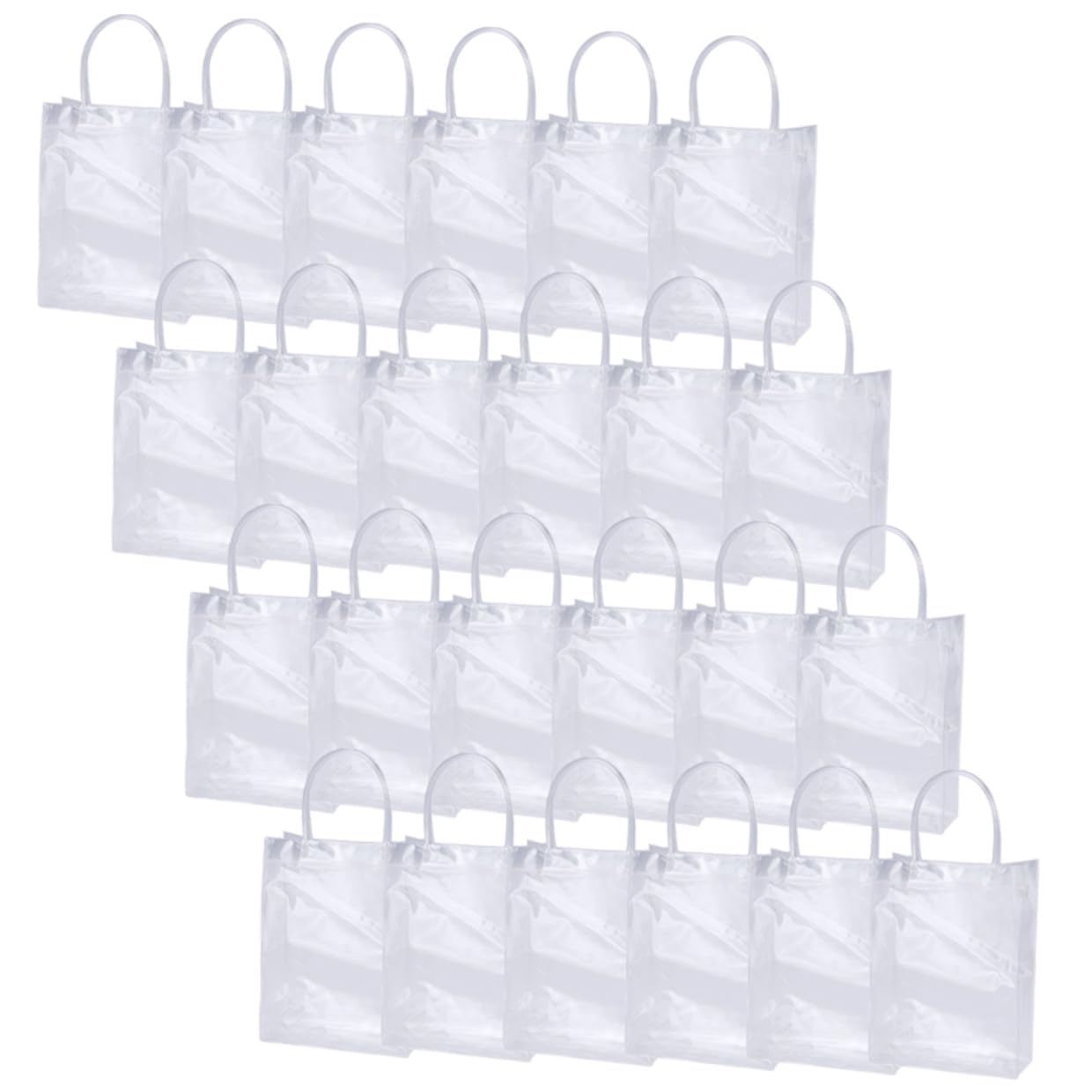TOGEVAL 24 piezas Bolsas de Plástico Transparentes Reutilizables con Asas Mediano Pack de Unidades para Regalos y Fiestas Resistentes y Fáciles de Usar