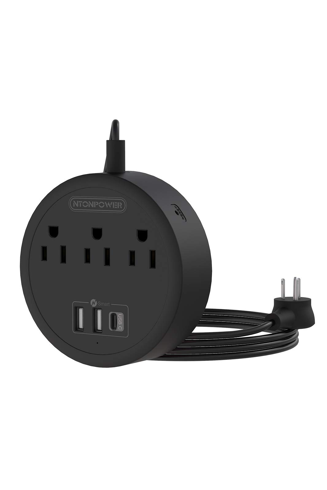 Power Strip with USB C, Extension Cord 10 Ft, NTONPOWER Compact Flat Plug Power Strip, Wall Mountable, 3 Outlets 3 USB Ports (3A 15W), No Surge Protector for Travel Cruise Ship Dorm Home Office