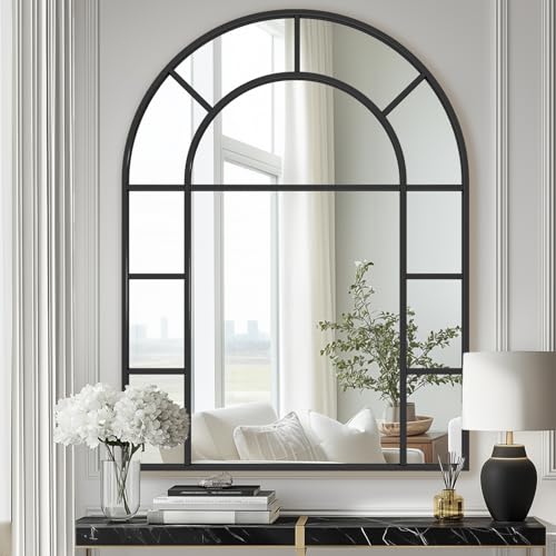 Bathroom Mirror, 30x40 Arched Wall Mirrors, Black Wall-Mounted...