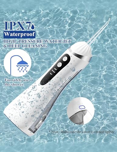 Toothank Wasser Flosser, Schnurlose Wasser Flossers für Zähne, wasserdichte Munddusche mit 3 Modi und 4 austauschbaren Düsen, professionelles Zahnreinigungswerkzeug für Zahnfleischpflege Zahnspangen – Bild 7