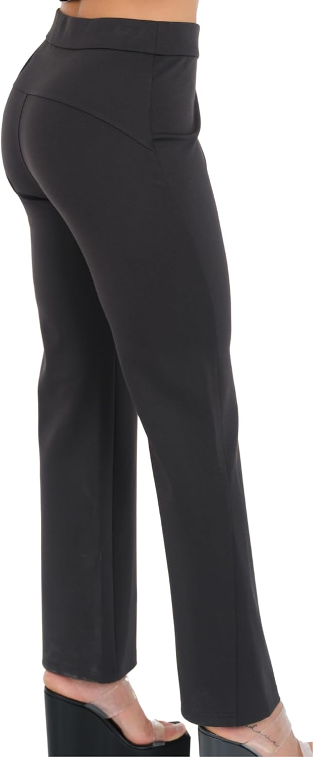 LIOR Women's Black Mini Flare Soft Ponte Pull On Dress Pant (Steffi)