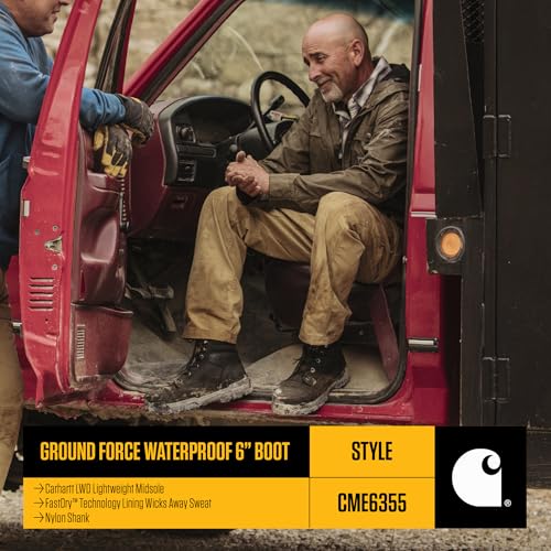 Image of Carhartt Ground Force 6 inch Waterproof Composite Toe Boot - Durable Slip-Resistant Outsole with Rubber Heel, Composite Safety Toe, and Insite Footbed
