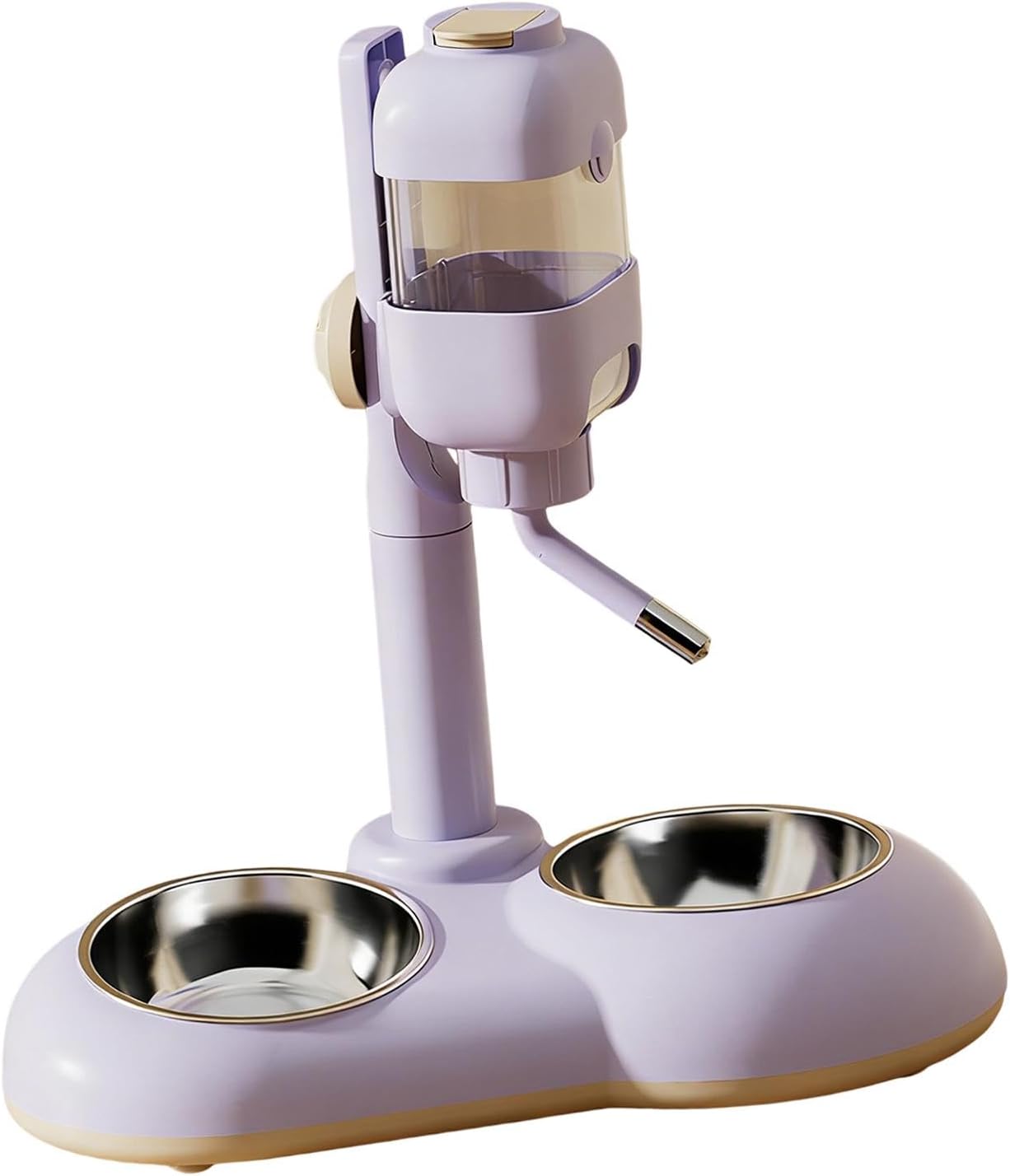 Pet Standing Water Dispenser Cat Dog Bowl Multifunctional Food Container Pet Feeder and Waterer for Hamster Cat Small Animal, Violet
