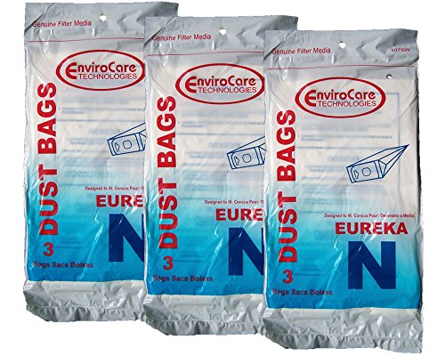 9 Eureka Mighty Mite Allergy Vacuum Style N Bags, Canister Vacuum Cleaners, 57988, 57988A, 57988-12, 57989, 57989-12, (Filteraire), 54920-10, 3600 through 3650 series