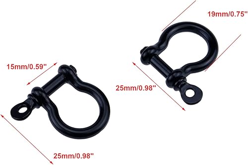 Miniatura 3 de Semetall 10 anillos en D de metal con forma de herradura de 0.59 pulgadas (0.591 in), grillete en forma de U, anillo D para accesorios de artesanía