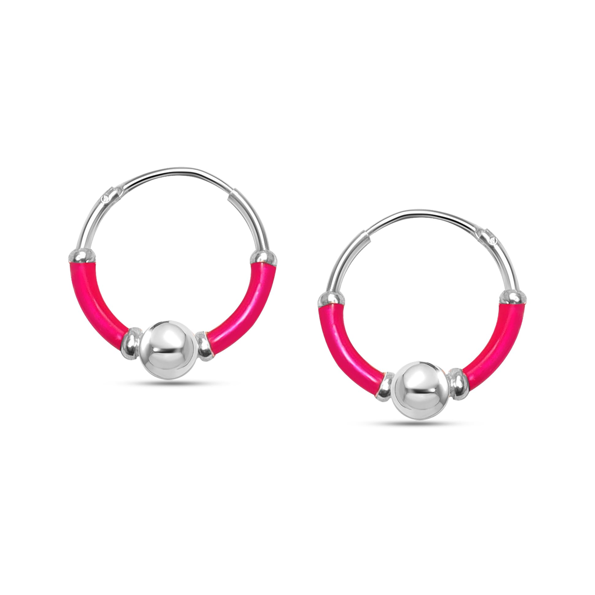 Precious Moments 925 Sterling Silver BIS Hallmarked Fancy Vibrant Pink Enamel Bali Small Hoop Earrings for Women and Girls (B08CXDR4VN) Amazon Price History, Amazon Price Tracker