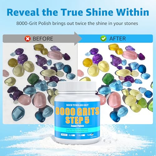 Image of 8000 Grit Aluminum Oxide Rock Tumbler Polish, Step 5 Final Polish | High Gloss Polishing Powder for Rocks, Gems, Glass & Jewelry Making, Compatible with all Rock Tumblers, Polish Refill, 1 lb