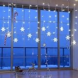 Sunshine Smile Snowflake Fairy Lights, 4M 115 LEDs Light Curtain Battery, Christmas Light Curtain with 8 Modes and Remote Control, Window Fairy Lights, LED Snowflake Curtain Lights - Image 3