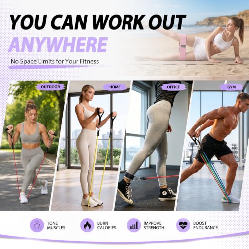 Image of WHATAFIT Resistance Bands, Exercise Bands,Resistance Bands for Working Out, Work Out Bands with Handles for Men and Women Fitness, Strength Training Home Gym Equipment