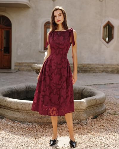 Image of RIHOAS Women's Plaid Gingham Dress Casual Summer Midi Dresses for Women | Cute,Boat Neck,Non-adjustable Bow,A line,Vintage,Sleeveless,Spring,Winter,Casual Daily,Picnic,Travel,Vacation,Christmas