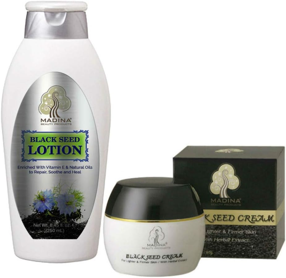 Madina Firming Skincare Bundle with Black Seed Face Cream and Body Lotion