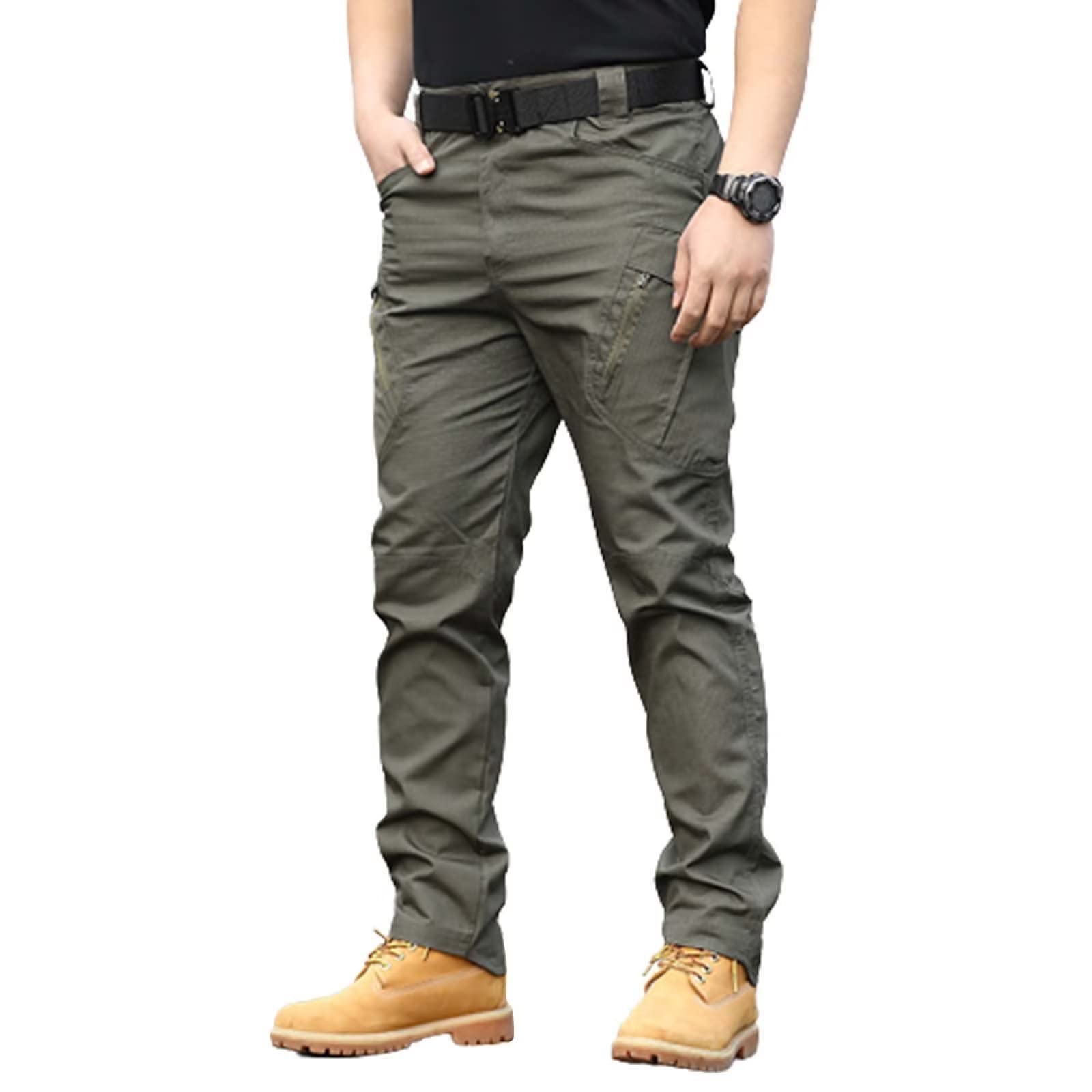 Rivccku Men's Hiking Tactical Trousers Water Resistant Combat Work Cargo Pants with Pockets Fishing Work Cargo Pants
