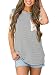 Uideazone Women Black and White Striped Tee Shirt Cute Top with Porket