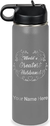 Miniatura 11 de LaserGram Botella de agua de doble pared con pajita, 20 onzas, grabado personalizado incluido (rosa) Rosa,Negro,Verde camuflaje,Coral,Azul