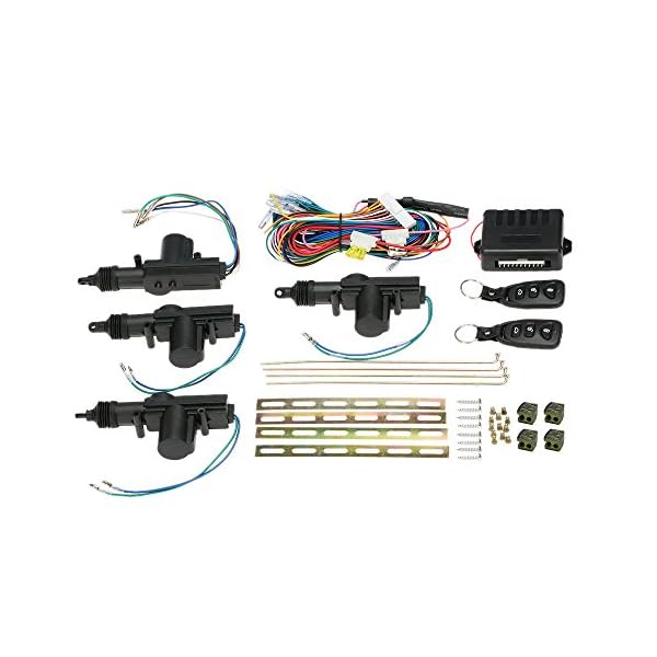 Shkalacar Power Central Locking System Keyless Entry System Universal Keyless Entry Car Kit with Trunk Release Button Remotes & 4pcs Door Lock Actuator