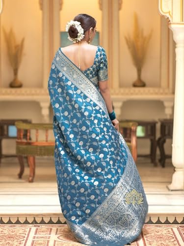 Image of C J Enterprise Women's Pure Kanjivaram Soft Silk Saree Banarasi Style Sarees For Wedding With Blouse Piece (Pari-165)