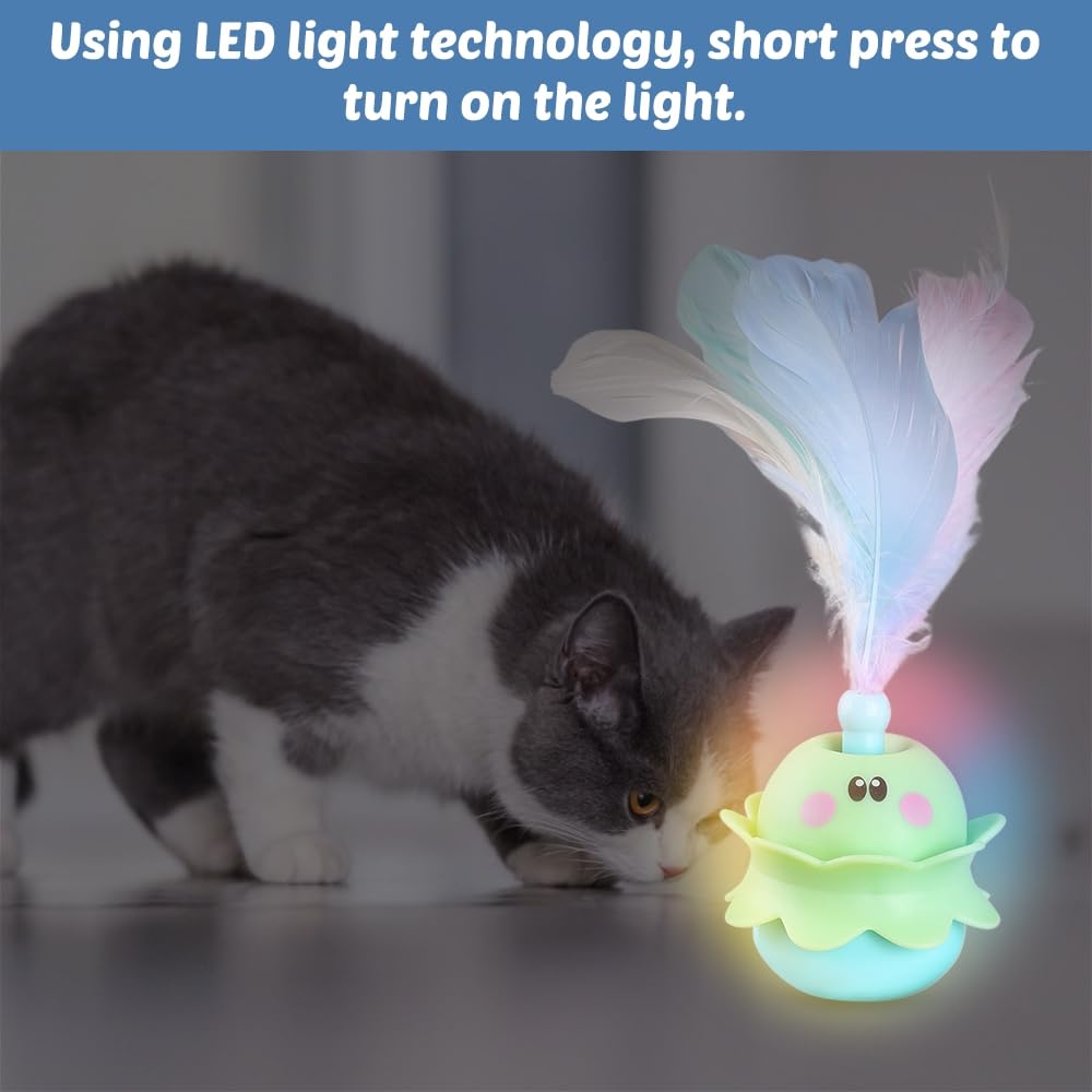 DONGKER Giocattolo Interattivo Per Gatti,LED Giocattoli Automatico Per Gatto USB Giochi Per Animali Con Piume E Suono (Batteria Inclusa - 11
