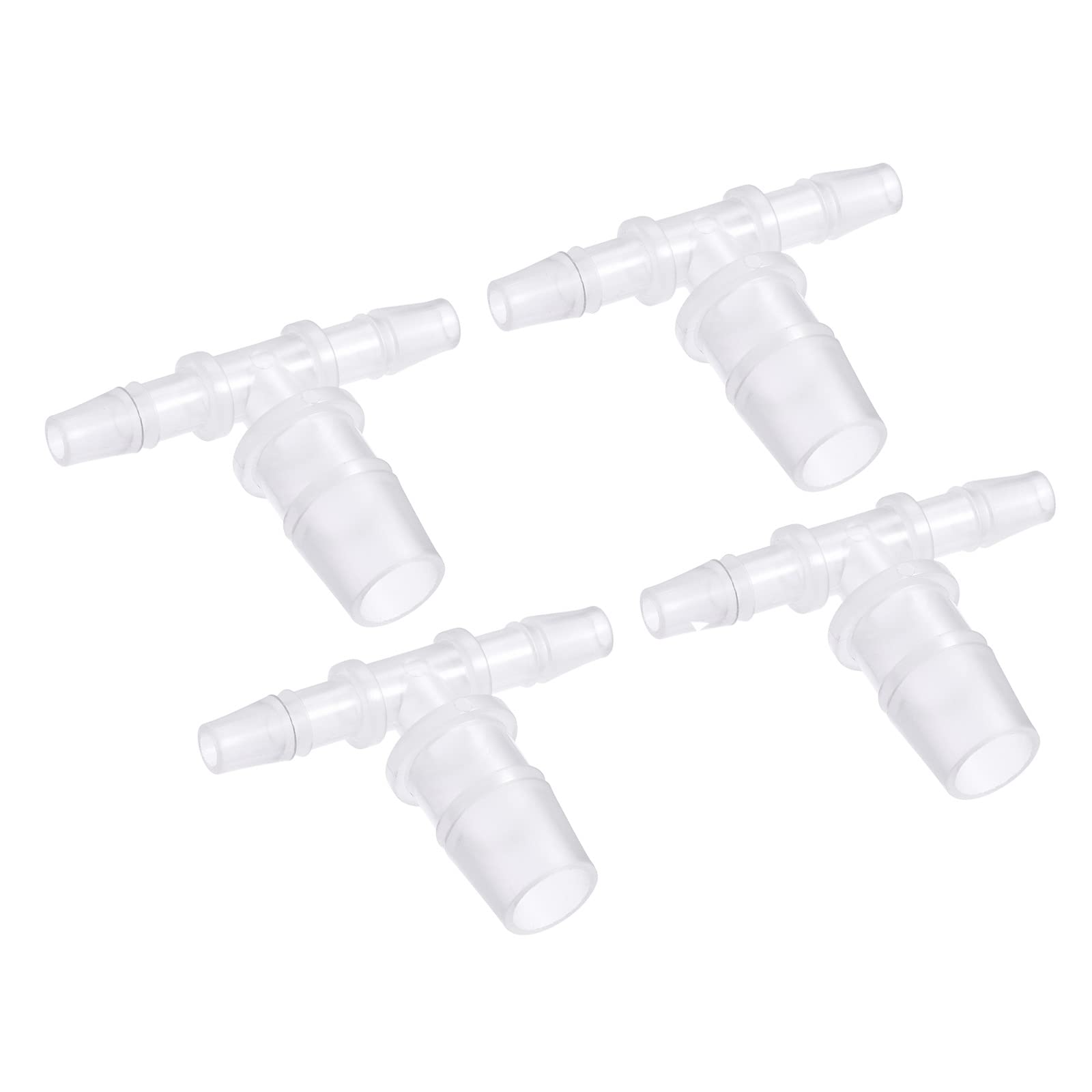 M METERXITY 4 Pack Barb Hose Fittings - 6x12x6mm OD Tee Plastic Pipe Connectors Apply to Water Fuel, Transparent(T Shaped 3 Way)