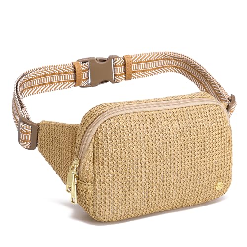 Faux Straw Belt Bag Summer Purses Beach Crossbody Fanny Pack Waist Women Travel Vacation Essentials RFID