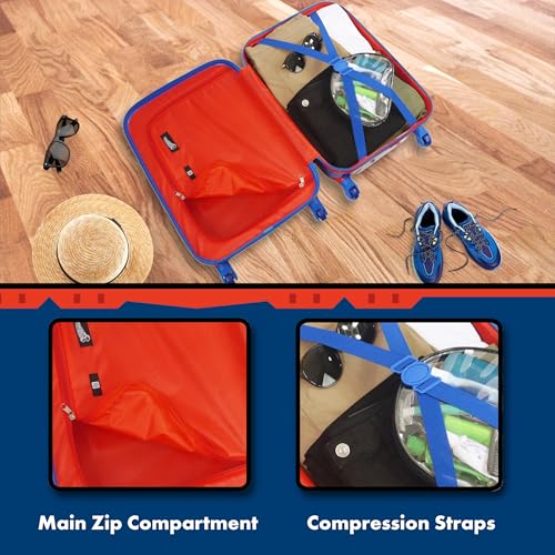Ful Unisex Kid's Superman 20.5 Inch Carry On Rolling Luggage, Hardshell Suitcase with Spinner Wheels, Blue3