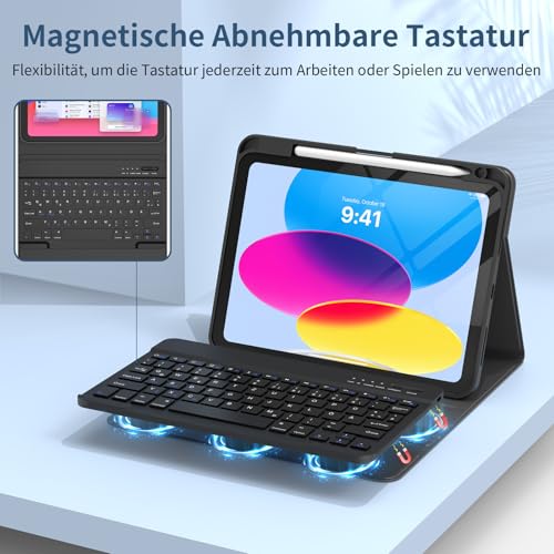 GAOJIE Tastatur Hülle für iPad A16 11 Gen 11'' 2025/iPad 10 Gen 10,9'' 2022 – Ansicht 5