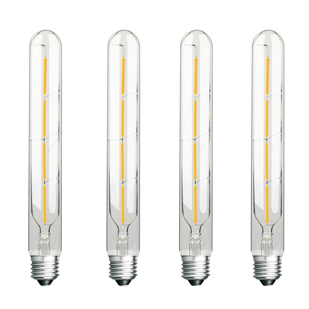 Jiotouhu E27 T30 Cold White 6500K 220V Edison Style LED Tubular Filament Bulb，4W ，No Flicker,Non dimmable 4 Pieces