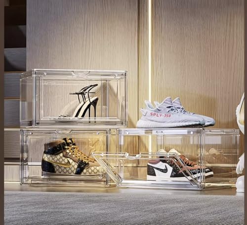 Image of Story@Home Stackable Sneaker Box Transparent - Pack of 3 | Shoe Storage Box for Sneakers Fits Upto Size 13 | Dustproof Sneaker Display Case Organizer | DIY Space-Saving Shoe Organizer - Transparent