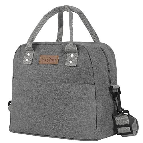 Lunch Box - Insulated Lunch Box, Leakproof Lunch Bag, Reusable Lunch Box for Men Women, Lunch Bag for Office, Work, Picnic, Beach, Travel - Grey