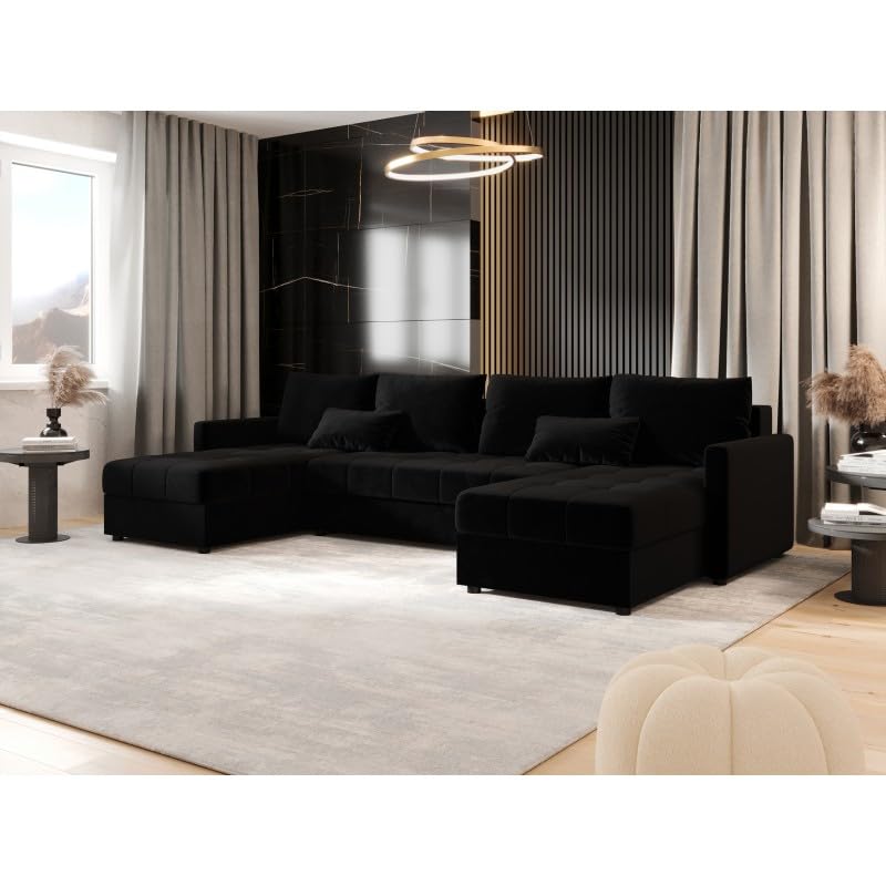 Tendencio Canapé d'angle panoramique Convertible MOSIA (Noir)