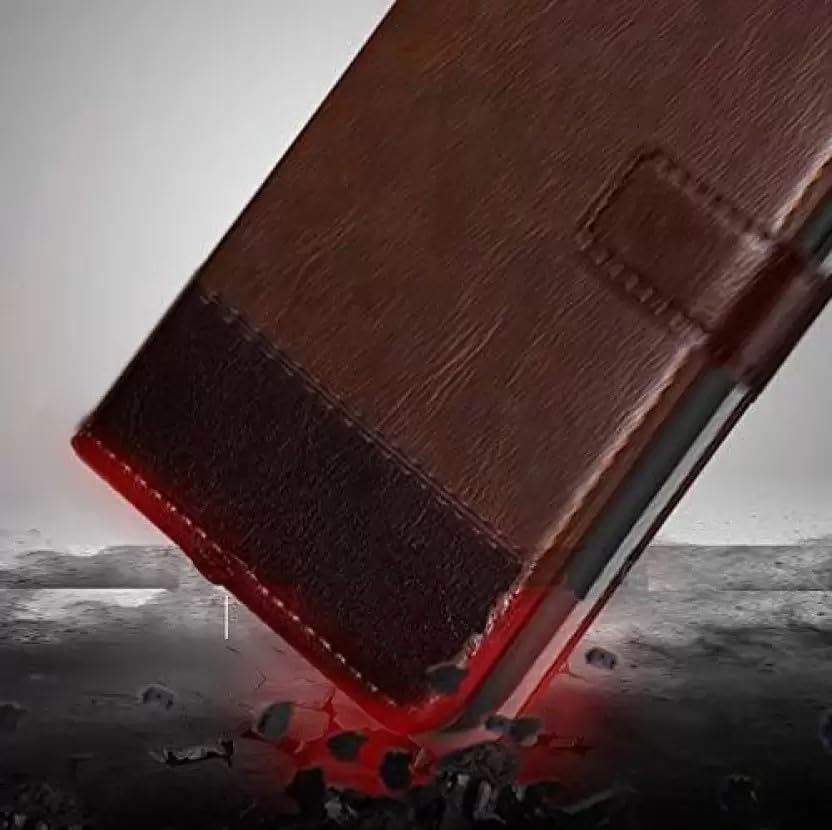 Image of amazon basics Redmi Note 15 5G Flip Cover | Card Pockets Wallet & Stand | Flip Cover for Redmi Note 15 5G (Tan and Coffee)