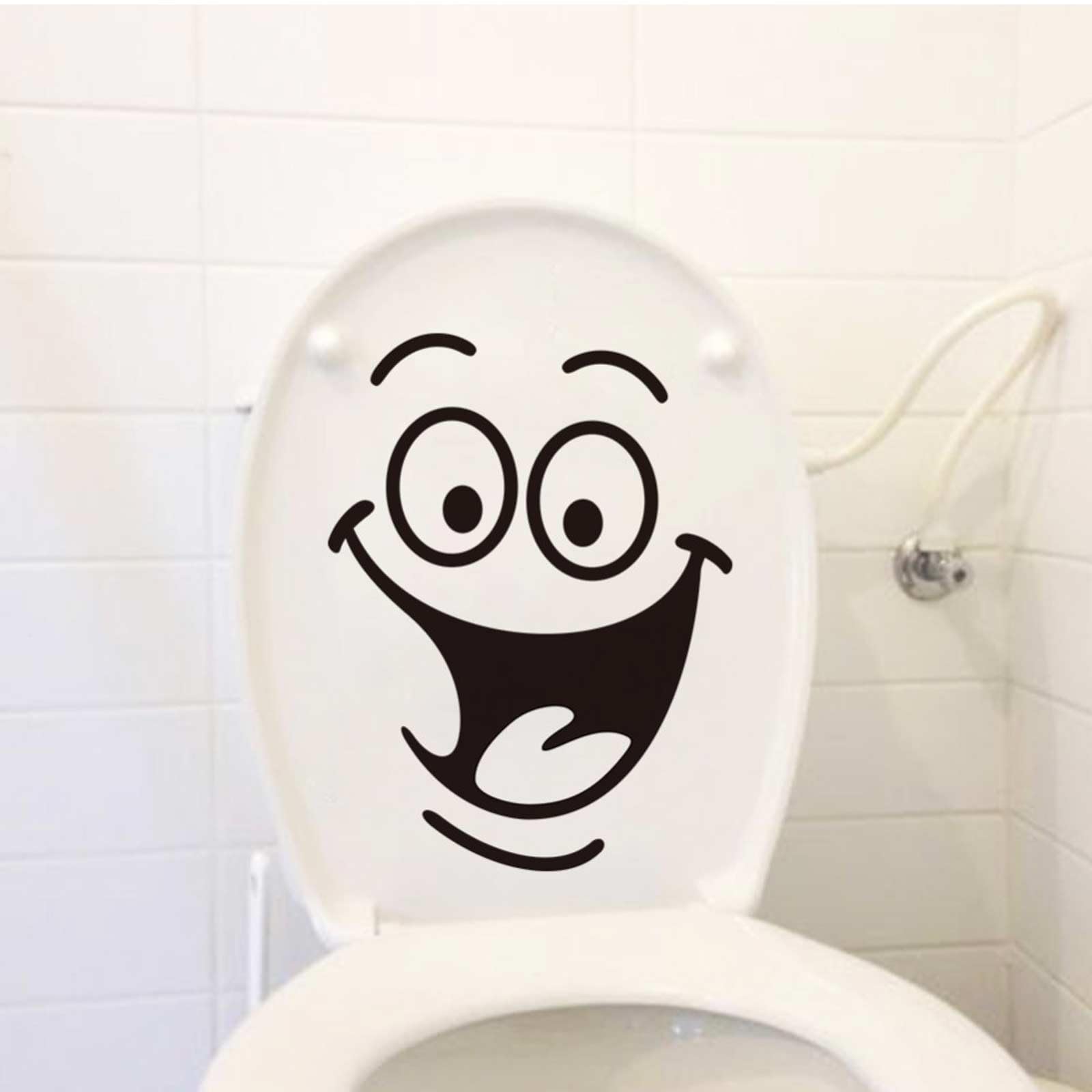Yfelomatric Black Pack Of 2 Toilet Lid Stickers, Smiley Face Toilet Lid Stickers, Pvc Waterproof Stickers, Removable Toilet Stickers, Bathroom, Kitchen, Wall Sticker