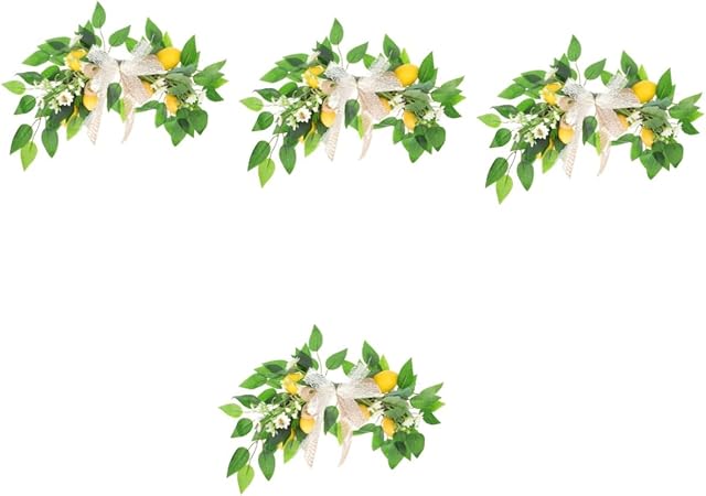ARTIBETTER 4pcs Simulation Lemon Pendant Lemon on Branch Summer Door Swag Lemon Tree Branch Front Door Garland Rustic Leaf Swag Artificial Fruit Branches Plastic Artificial Flower Household