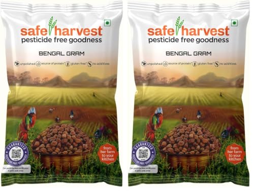 Image of Safe Harvest Pesticide Free Bengal Gram | Black Chana | Vegan | Gluten Free - 1kg (Pack of 2)