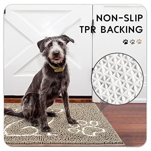 Ompaa Indoor Muddy Door Mats For Dirty Dogs Paws And Mud Shoes, 32X20 Camel, Funny Inside Welcome Absorbent Chenille Doormat For Home Front Back Door Entryway Rug, Non Slip Washable Low-Profile #TOP1