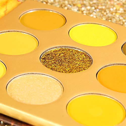 Docolor Eyeshadow Palette 9 Colors Gemstone Shadow Palette Highly Pigmented Mattes Shimmers Naked Smokey Glitter Cream Colorful Powder Blendable Long Lasting Waterproof Makeup Palette-Yellow #TOP4